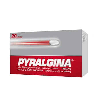 Pyralgina 500 mg, tabletki na ból o dużym nasileniu i gorączkę, 20 szt.