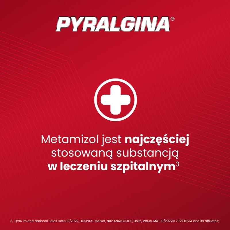 Pyralgina 500 mg, tabletki na ból o dużym nasileniu i gorączkę, 20 szt.