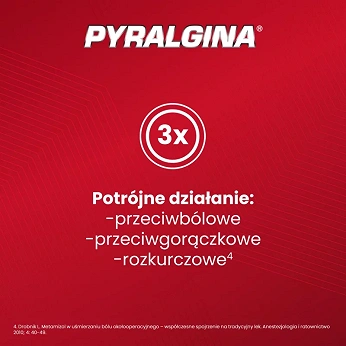Pyralgina 500 mg, tabletki na ból o dużym nasileniu i gorączkę, 20 szt.