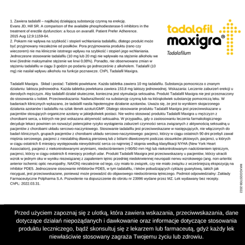Tadalafil Maxigra, tabletki na erekcję, 2 szt.