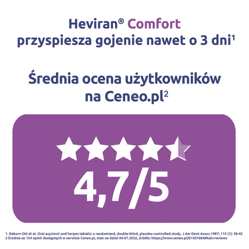 Heviran Comfort, tabletki na leczenie nawrotowej opryszczki warg i twarzy, 25 szt.