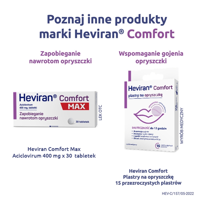 Heviran Comfort, tabletki na leczenie nawrotowej opryszczki warg i twarzy, 25 szt.