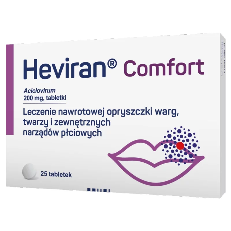 Heviran Comfort tabletki na leczenie nawrotowej opryszczki warg i twarzy, 25 szt.