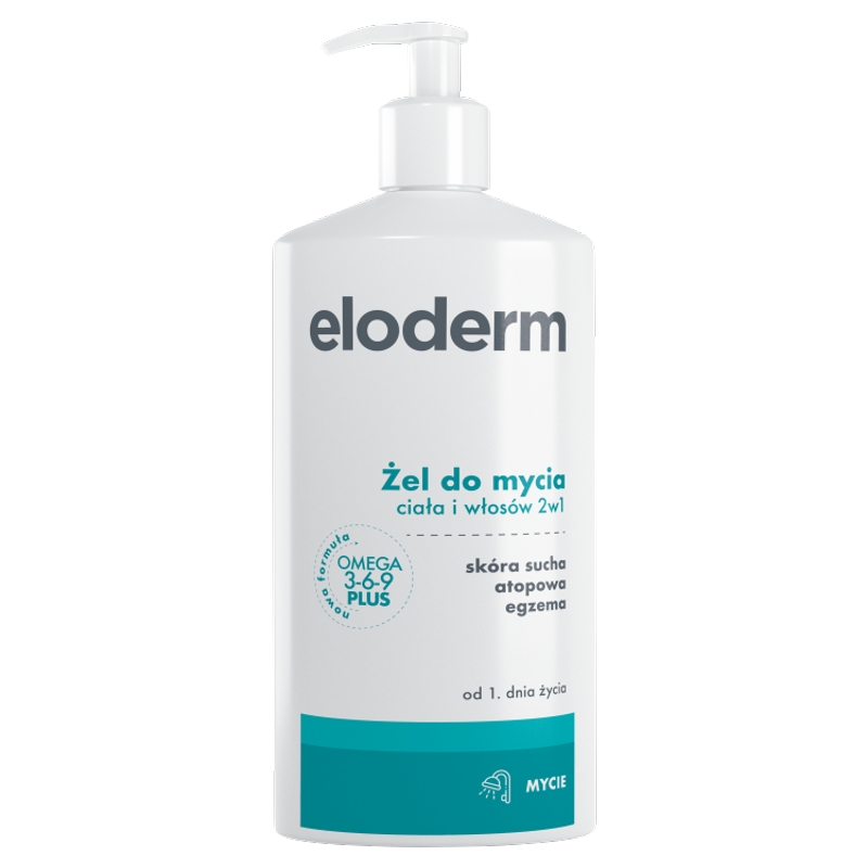 ELODERM Żel do mycia ciała i włosów 2w1  do skóry suchej atopowej i egzemy, 400 ml 