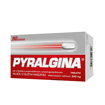 Pyralgina 500 mg, tabletki na ból o dużym nasileniu i gorączkę, 50 szt.