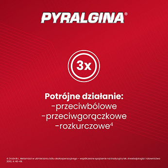 Pyralgina 500 mg, tabletki na ból o dużym nasileniu i gorączkę, 50 szt.