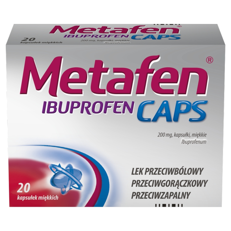 Metafen Ibuprofen Caps , kapsułki o działaniu przeciwgorączkowym i przeciwzapalnym, 20 szt.