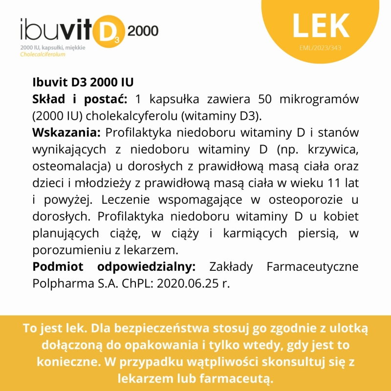 Ibuvit D3 2000 IU, kapsułki z witaminą D, 60 szt.