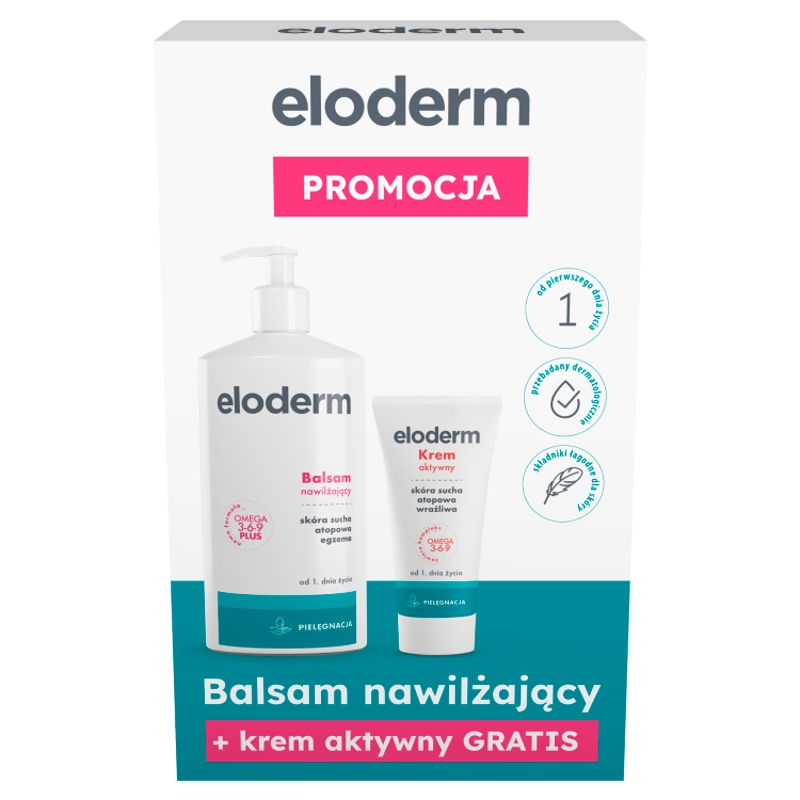ELODERM, zestaw: balsam nawilżający + krem aktywny,  1 szt.
