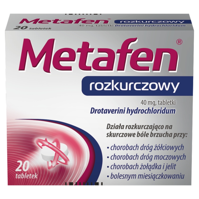 Metafen rozkurczowy , tabletki o działaniu rozkurczającym na bóle brzucha, 20 szt.