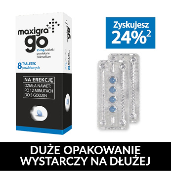 Maxigra Go, tabletki na potencję, 0,025 g, 8 szt.