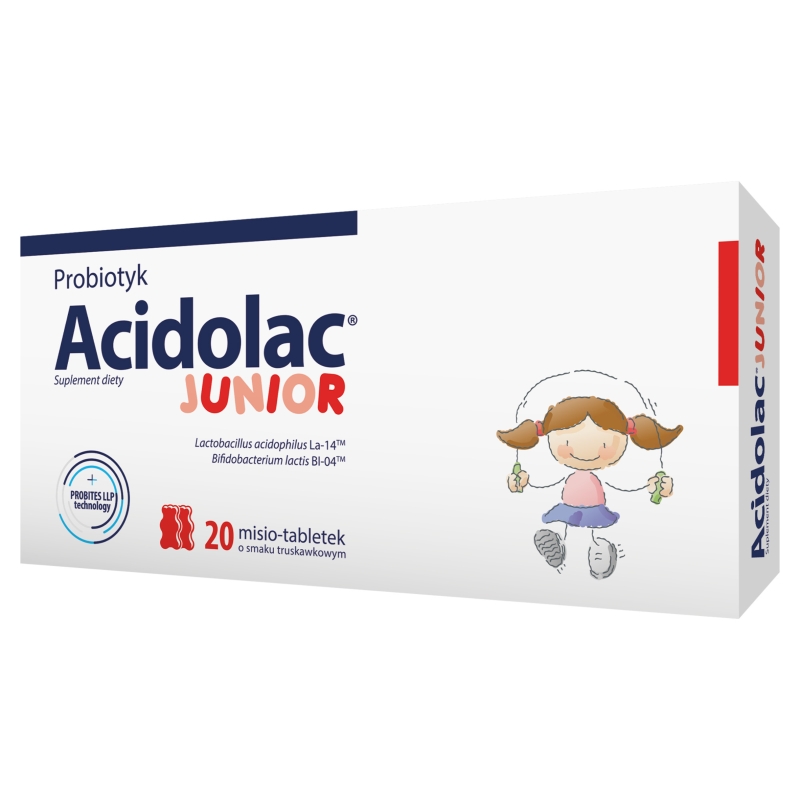Acidolac Junior, tabletki  o smaku truskawkowym, 20 szt.