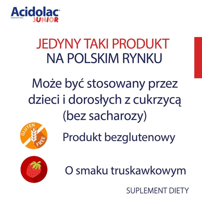 Acidolac Junior, tabletki  o smaku truskawkowym, 20 szt.