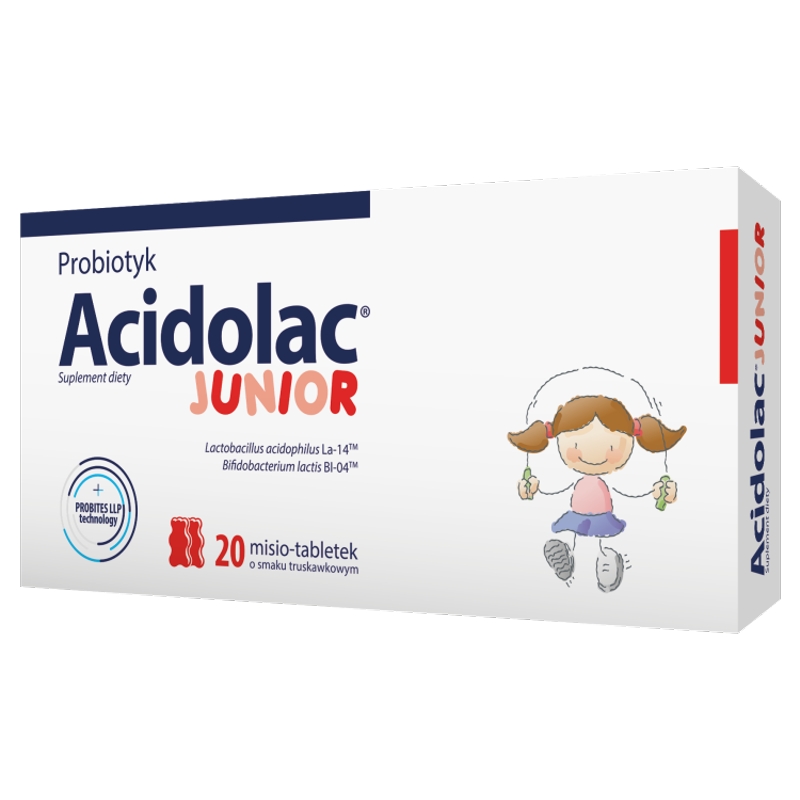 Acidolac Junior, tabletki  o smaku truskawkowym, 20 szt.