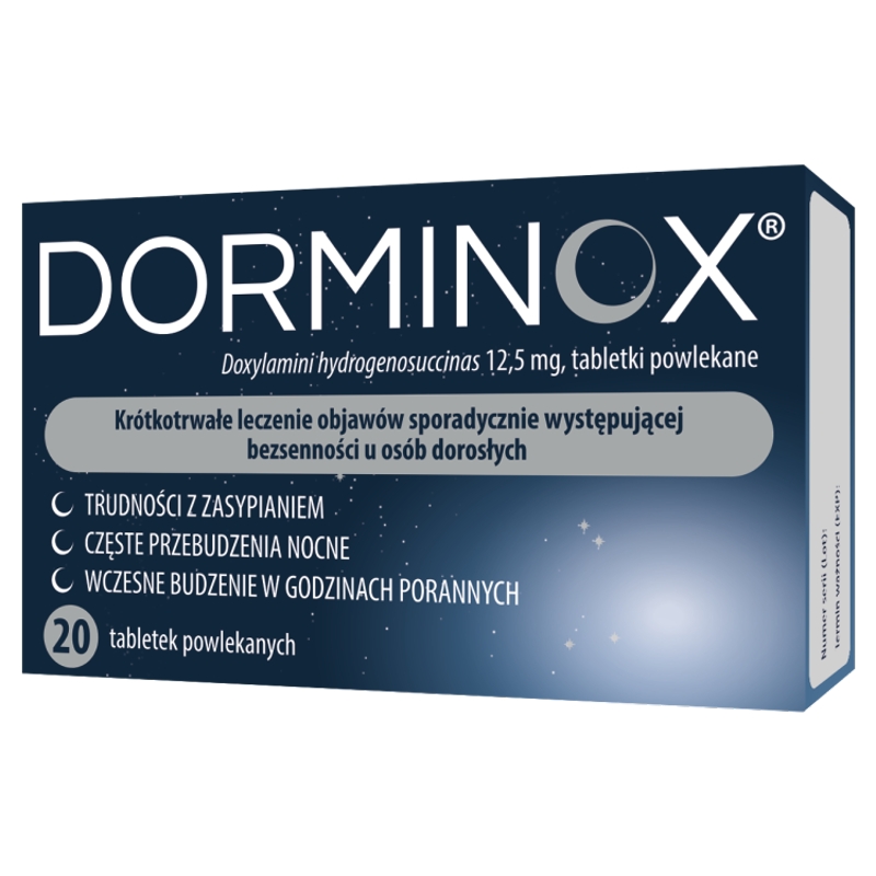 Dorminox, tabletki powlekane ułatwiające zasypianie, 20 szt.