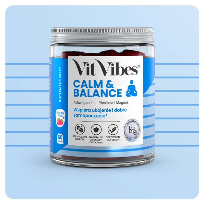 Vit Vibes Calm & Balance, żelki o smaku malinowym, 60 szt.
