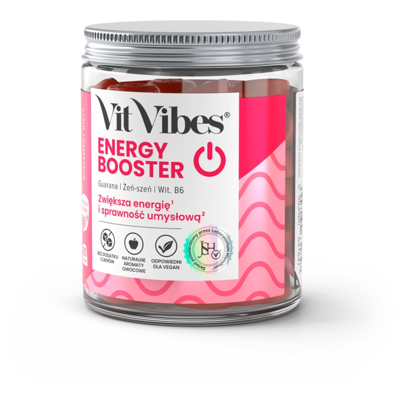 Vit Vibes Energy Booster żelki o smaku truskawkowym, 60 szt.