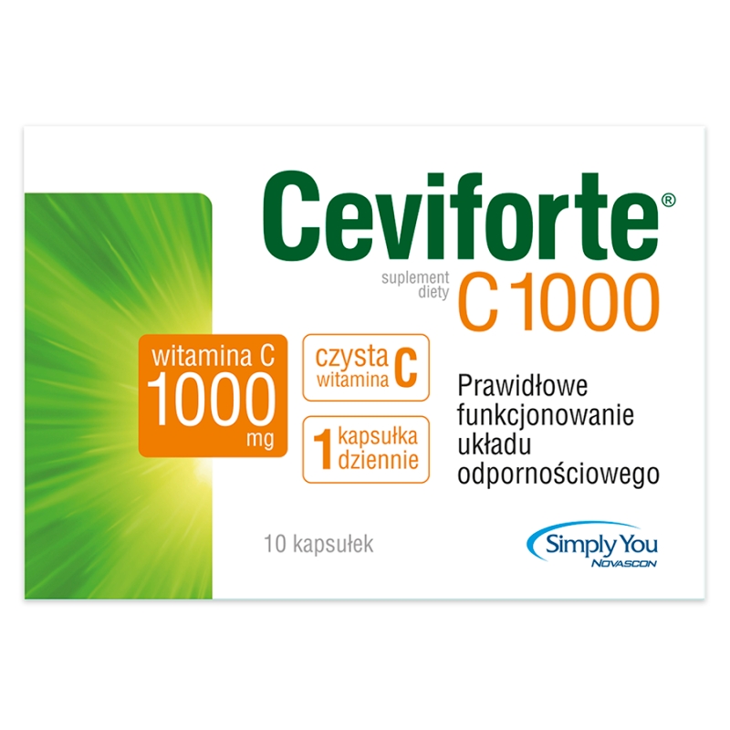 Ceviforte C 1000, kapsułki ze składnikami uzupełniającymi dietę w witaminę C, 10 szt.