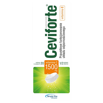 Ceviforte C1500 , tabletki musujące z witaminą C, 20 szt. KRÓTKA DATA 31.12.2025