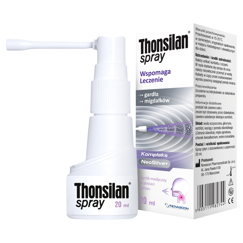 Thonsilan, spray wspomagający leczenie gardła i migdałków, 20 ml