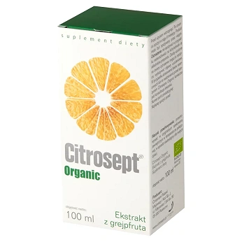 Citrosept Organic, krople ze składnikami wspierającymi w przeziębieniu z ekstraktem z grejpfruta, 100 ml