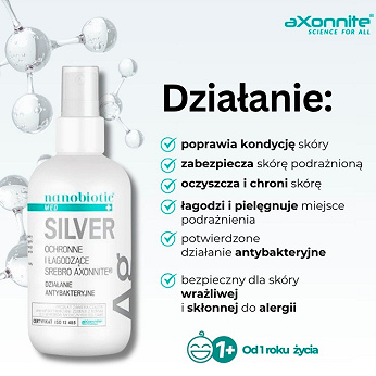 Nanobiotic Silver, spray o działaniu antybakteryjnym na skórę i błony śluzowe, 150 ml