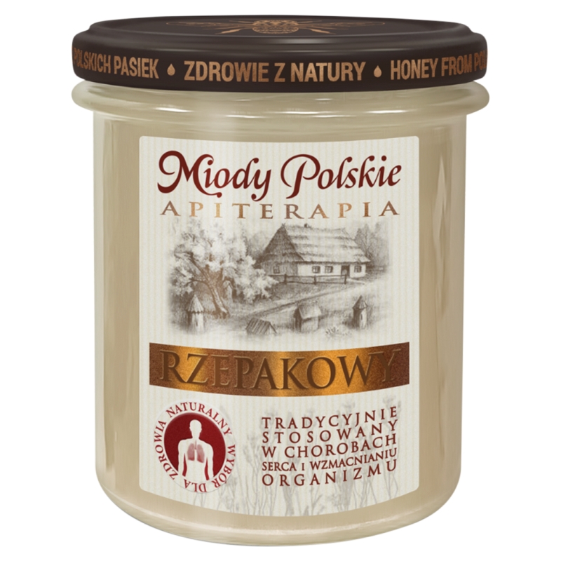Miód nektarowy rzepakowy, wspomagająco w chorobach serca i układu pokarmowego, 400 g