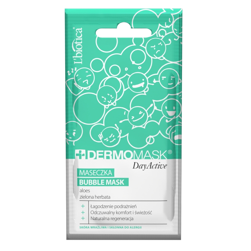 Dermomask Day Active, maseczka bąbelkowa z aloesem i zieloną herbatą, 10 ml