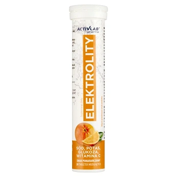 Elektrolity , tabletki musujące o smaku pomarańczowym z witaminami, 20 szt.