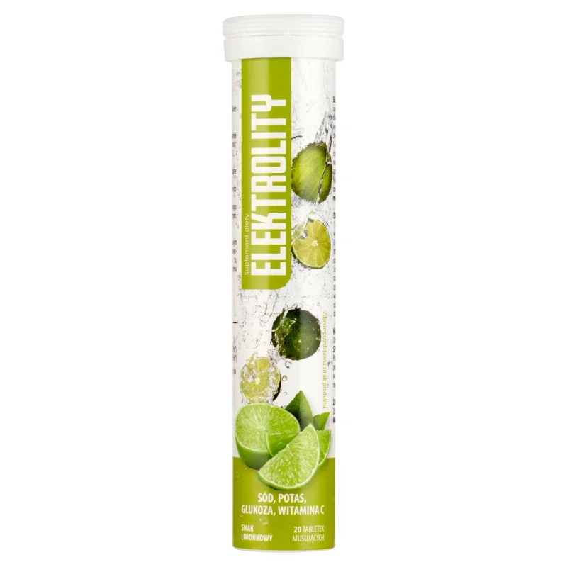 Elektrolity tabletki musujące o smaku limonkowym z witaminami, 20 szt.