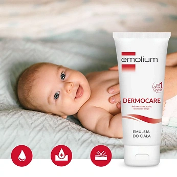Emolium Dermocare, emulsja do ciała do skóry suchej, wrażliwej i skłonnej do alergii, 200 ml