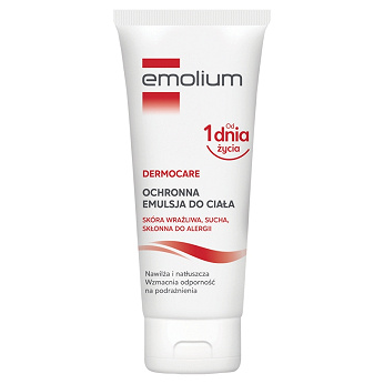 Emolium Dermocare, emulsja do ciała do skóry suchej, wrażliwej i skłonnej do alergii, 200 ml