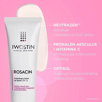 Iwostin Rosacin, krem na dzień do cery z problemem trądziku różowatego, SPF 15, 40 ml