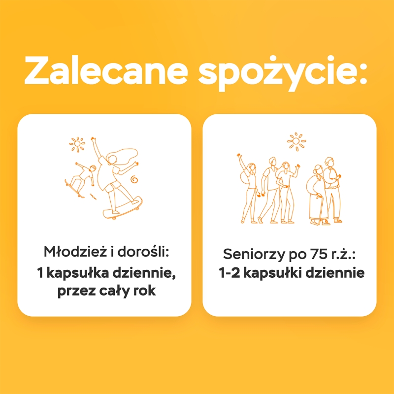 Vitrum D3 Forte 2000 j.m., kapsułki z witaminą D3 wspierającą odporność, 60 szt.