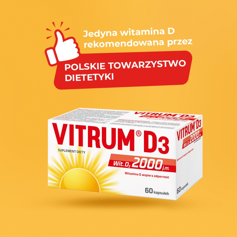 Vitrum D3 Forte 2000 j.m., kapsułki z witaminą D3 wspierającą odporność, 120 szt.