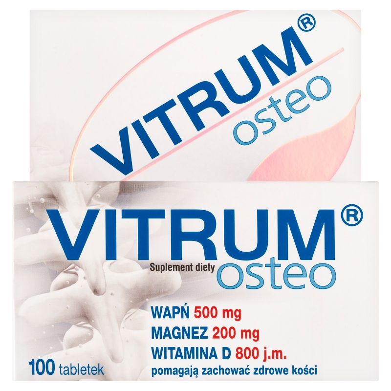 Vitrum Osteo, tableki ze składnikami uzupełniającymi dietę w wapń, magnez i witaminę D, 100 szt.