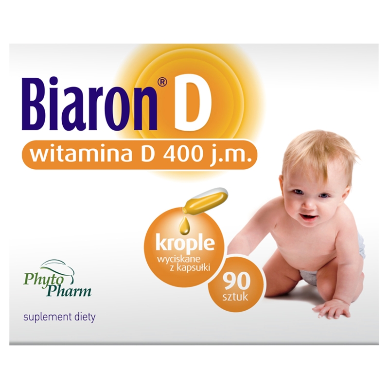 Biaron D 400 j.m., kapsułki miękkie z witaminą D dla dzieci i niemowląt, 90 szt.