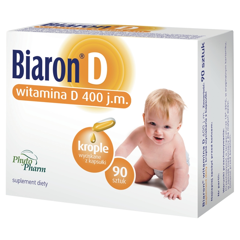 Biaron D 400 j.m., kapsułki miękkie z witaminą D dla dzieci i niemowląt, 90 szt.