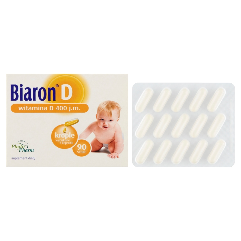 Biaron D 400 j.m., kapsułki miękkie z witaminą D dla dzieci i niemowląt, 90 szt.