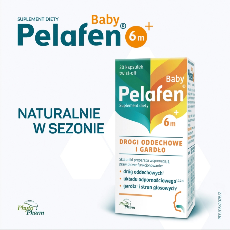 Pelafen Baby 6m+, kapsułki twist-off ze składnikami wspomagającymi odporność dla dzieci, 20 szt.