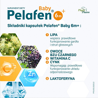 Pelafen Baby 6m+, kapsułki twist-off ze składnikami wspomagającymi odporność dla dzieci, 20 szt.