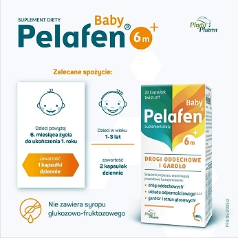 Pelafen Baby 6m+, kapsułki twist-off ze składnikami wspomagającymi odporność dla dzieci, 20 szt.