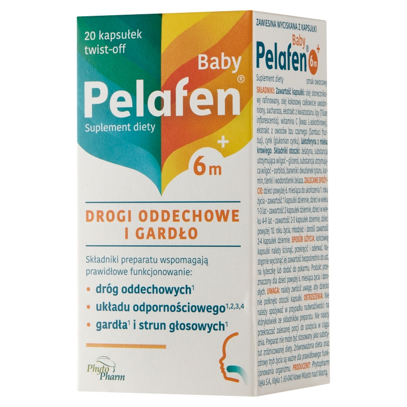 Pelafen Baby 6m+, kapsułki twist-off ze składnikami wspomagającymi odporność dla dzieci, 20 szt.