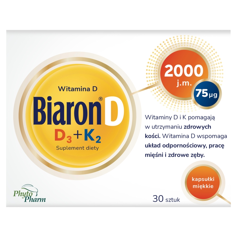 BiaronD D3+K2, kapsułki z witaminą D i K, 30 szt.