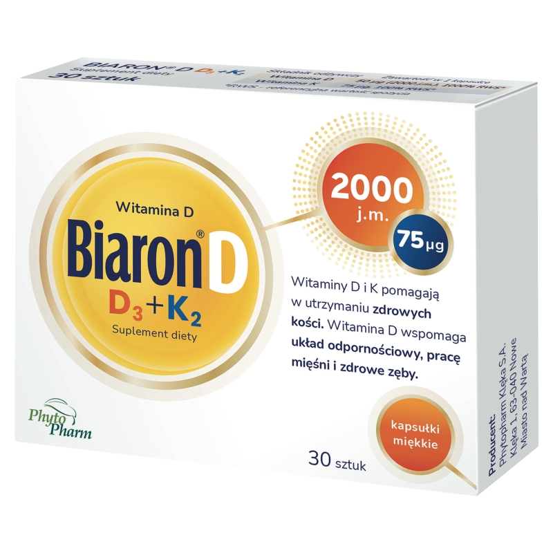 BiaronD D3+K2, kapsułki z witaminą D i K, 30 szt.