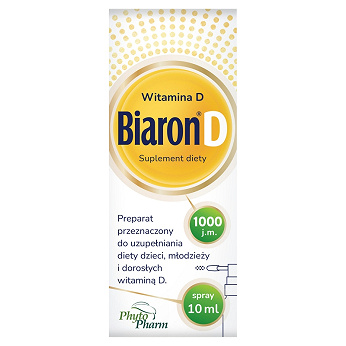 Biaron D spray 1000 j.m., płyn w formie sprayu uzupełniający dietę w witaminę D3, 10 ml