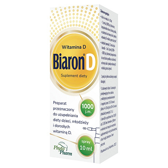 Biaron D spray 1000 j.m., płyn w formie sprayu uzupełniający dietę w witaminę D3, 10 ml