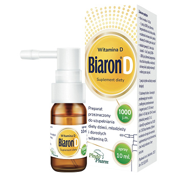 Biaron D spray 1000 j.m., płyn w formie sprayu uzupełniający dietę w witaminę D3, 10 ml