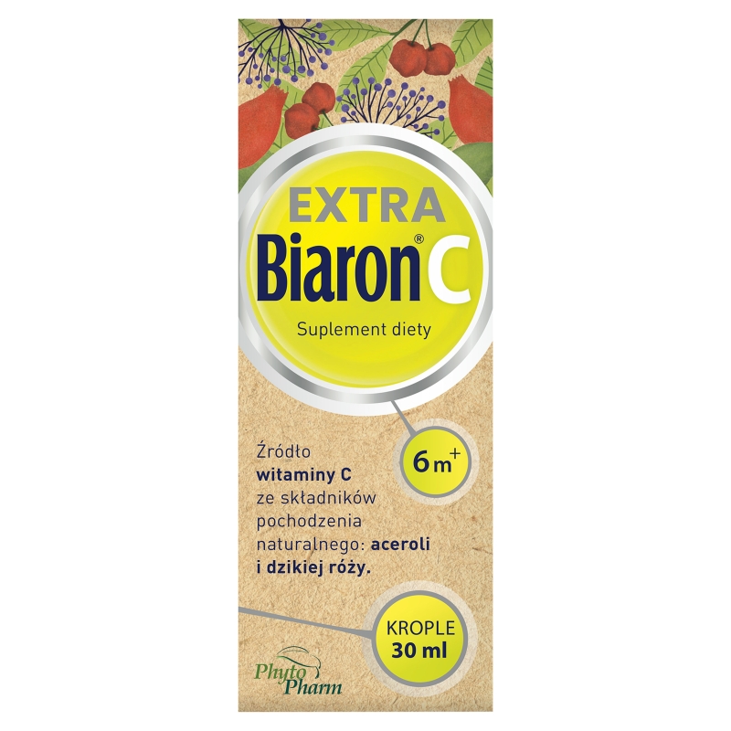 Biaron C Extra, krople zawierające wit. C ze składników pochodzenia naturalnego, 30 ml