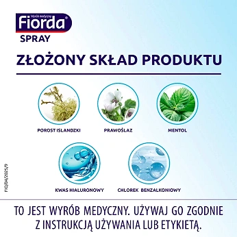Fiorda spray, nawilżający błonę śluzową, łagodzi objawy stanów zapalnych, 30 ml